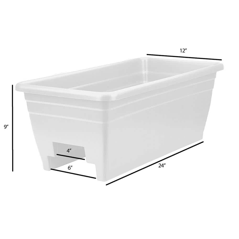 The HC Companies Durable 24 in. W Akro Deck Rail Box Plastic Planter and Plugs (2-Pack) 2 x SPX24DBOA10