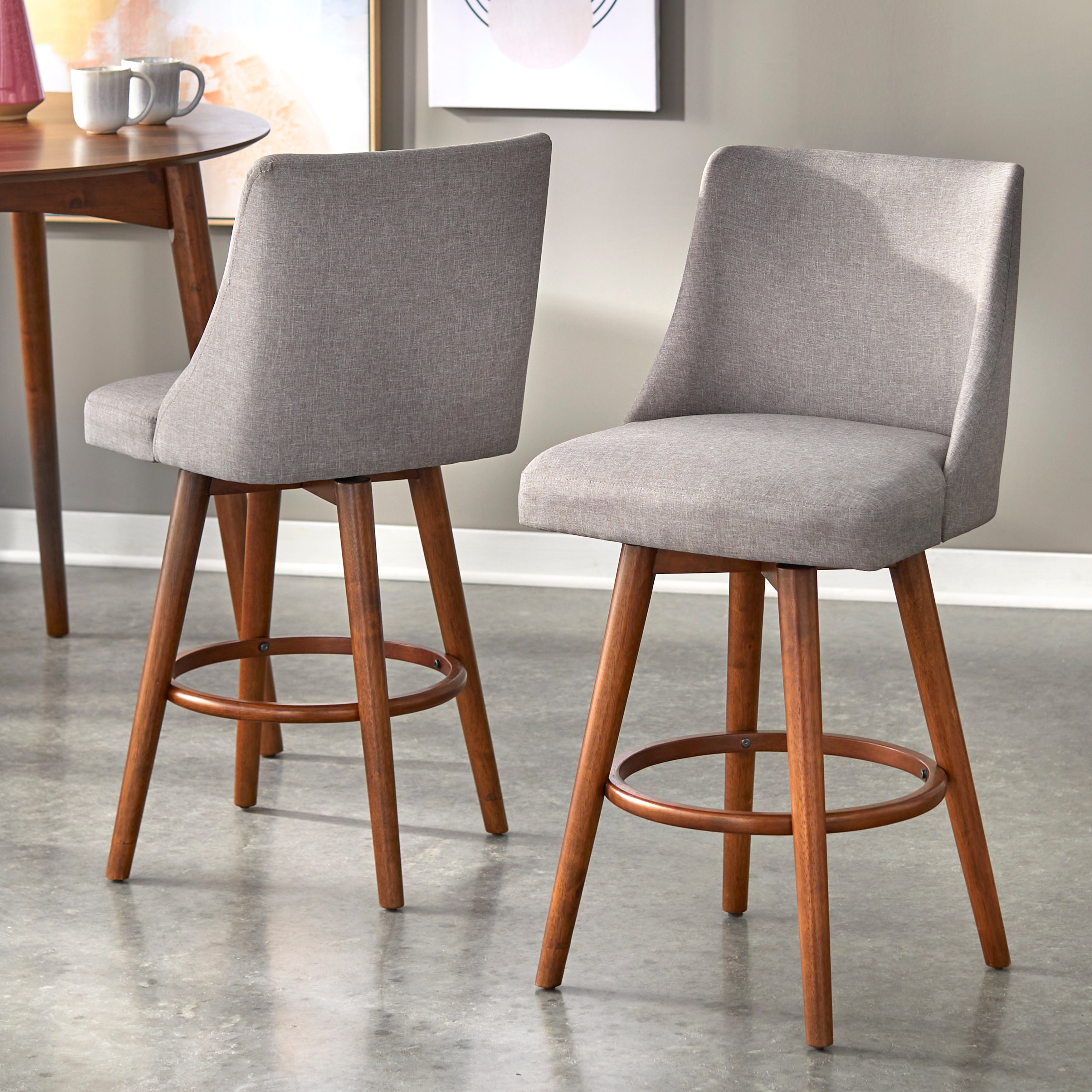 Lifestorey Derby Solid Wood Swivel Counter Stools (Set of 2)