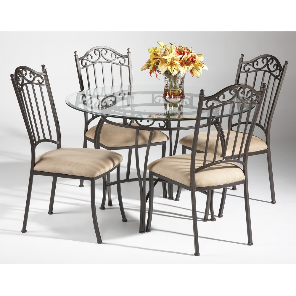 Somette Antique Taupe Wrought Iron 5 Piece Dining Set