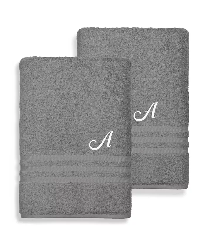 Linum Home Textiles Turkish Cotton Personalized Denzi Gray Towel Collection