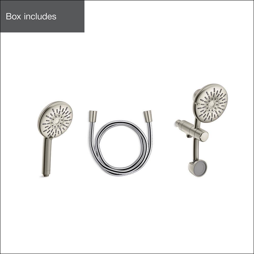 KOHLER Freespin Bellerose 3-Spray Patterns 5.25 in. Wall Mount Dual Shower Heads in Vibrant Brushed Nickel K-R21117-G-BN