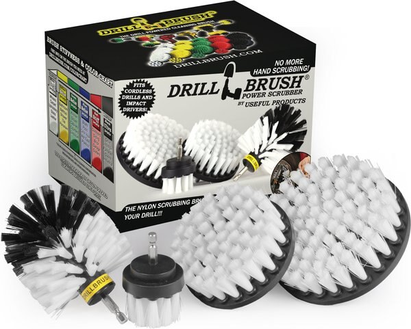 Drillbrush Power Scrubber 4-Piece Pet Hair Removal Kit， Soft Bristle Drill Brush