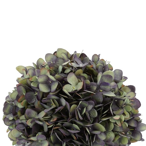 Faux Hydrangea in Matte Brown Tapered Zinc Cube