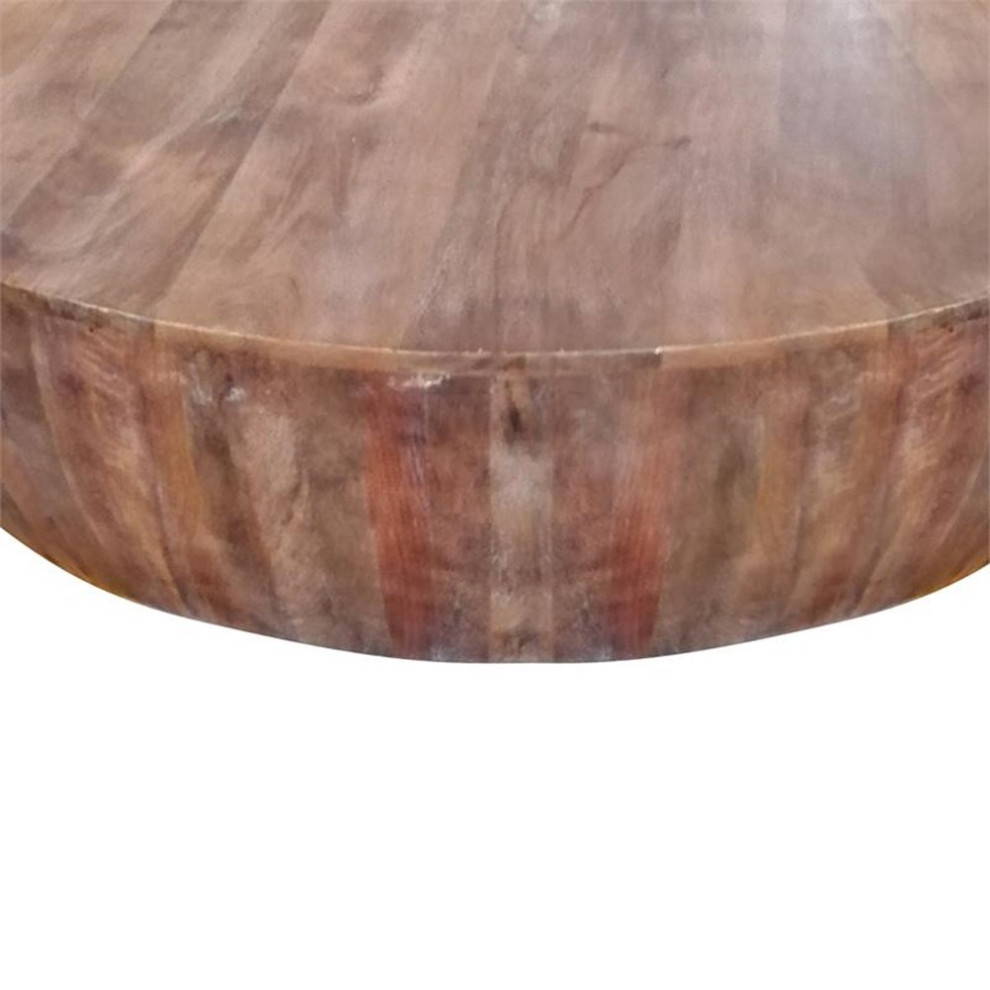 The Urban Port 48 quotDrum Shaped Modern Wood Coffee Table with Round Top in Brown   Rustic   Coffee Tables   by Homesquare  Houzz