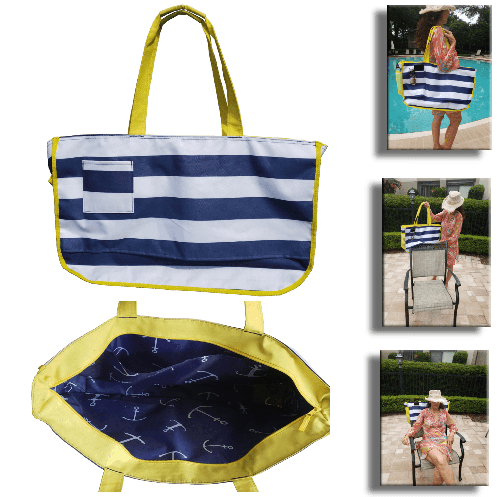 Nautical Beach Tote Bag this beach bag slides over the back of most outdoor chairs Oversize Water-Resistant beach bag Large Capacity Tote Bag Beach Gear Beach Essentials Bag Pool Bag for Women