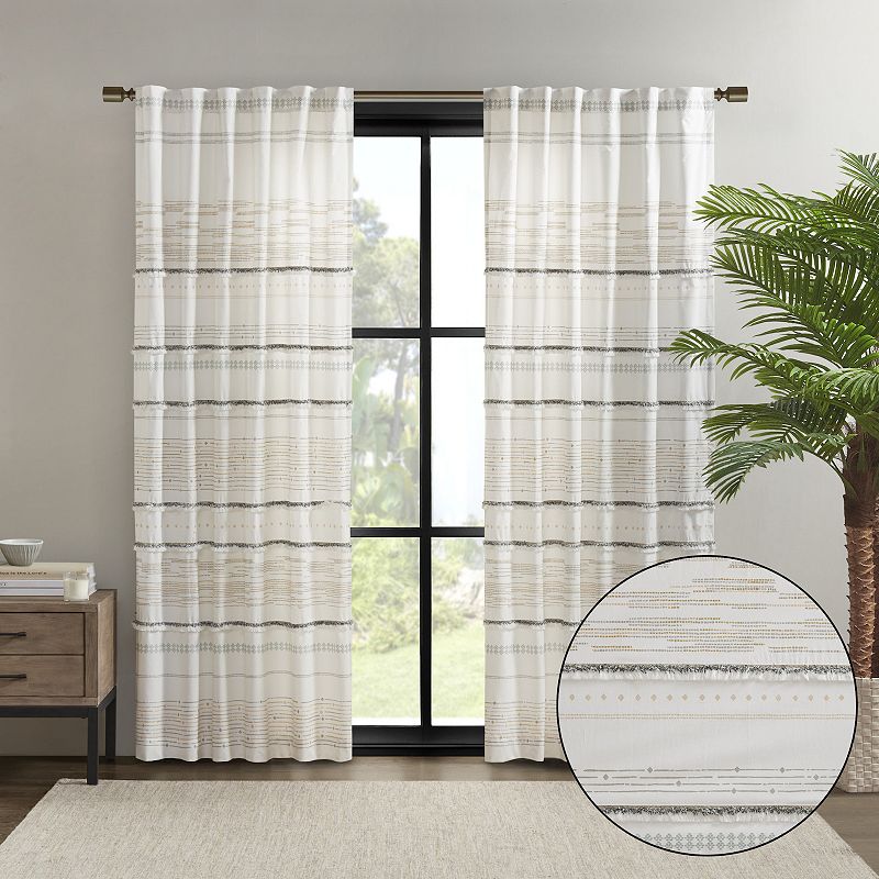 INK+IVY Nea Cotton Light Filtering Printed Rod Pocket 1 Window Curtain Panel