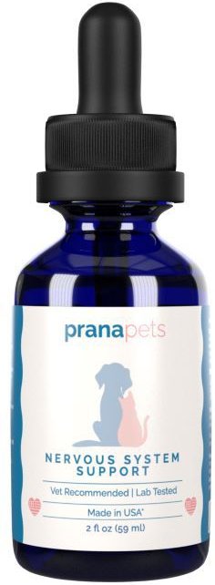 Prana Pets Nervous System Support Natural Medicine for Anxiety， Muscle Spasms and Seizures for Cats and Dogs， 2-oz bottle