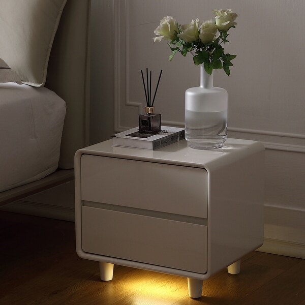 19.68-inch Modern 2-Drawer Nightstand with Sensor Light - - 37552048