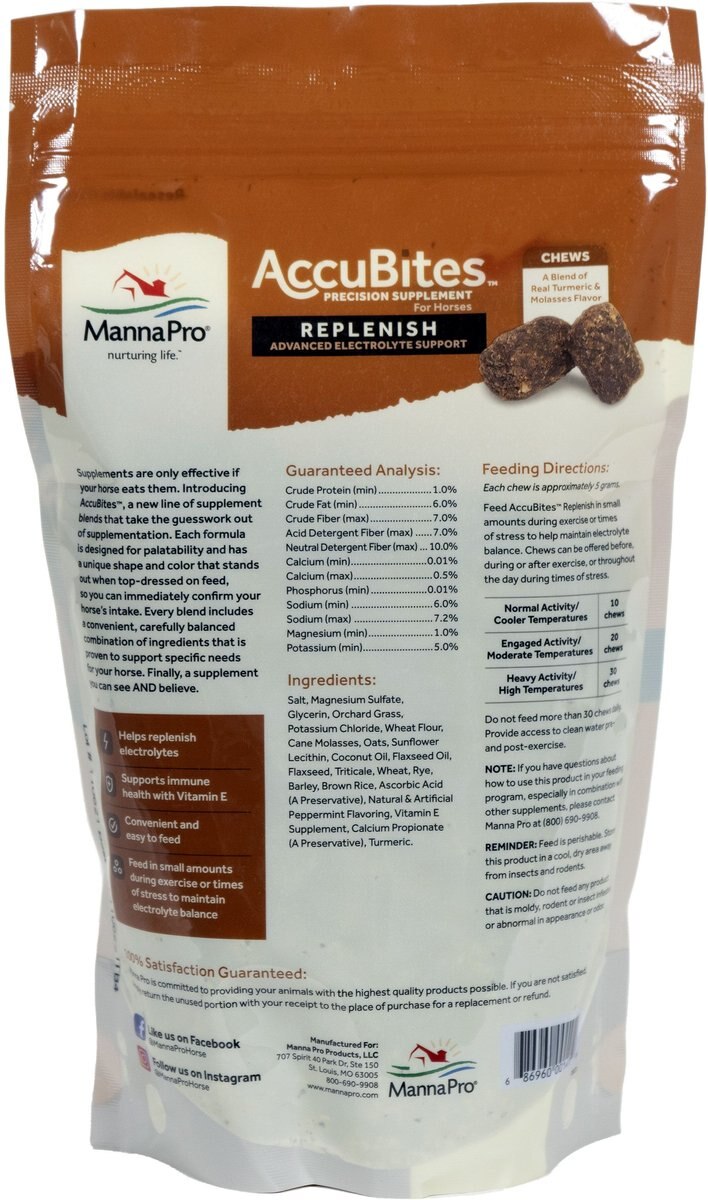 Manna Pro MP Accubites Replenish Equine Horse Supplement， 1.6 lb bag