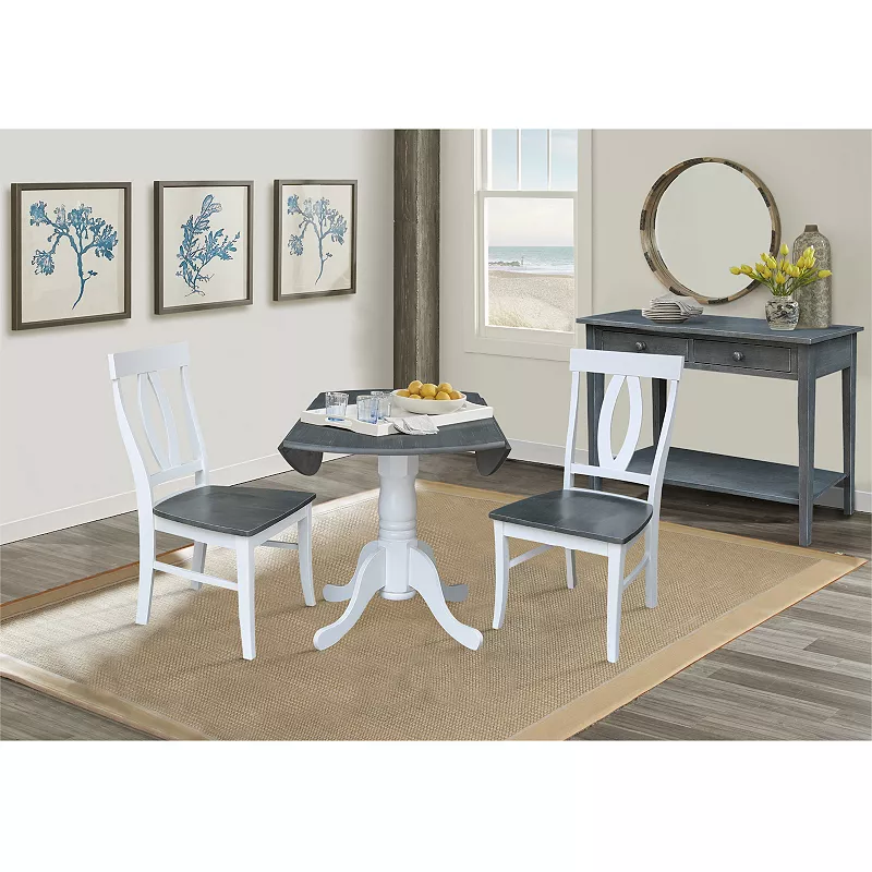 International Concepts Dual Drop Leaf Dining Table and Chair 3-piece Set