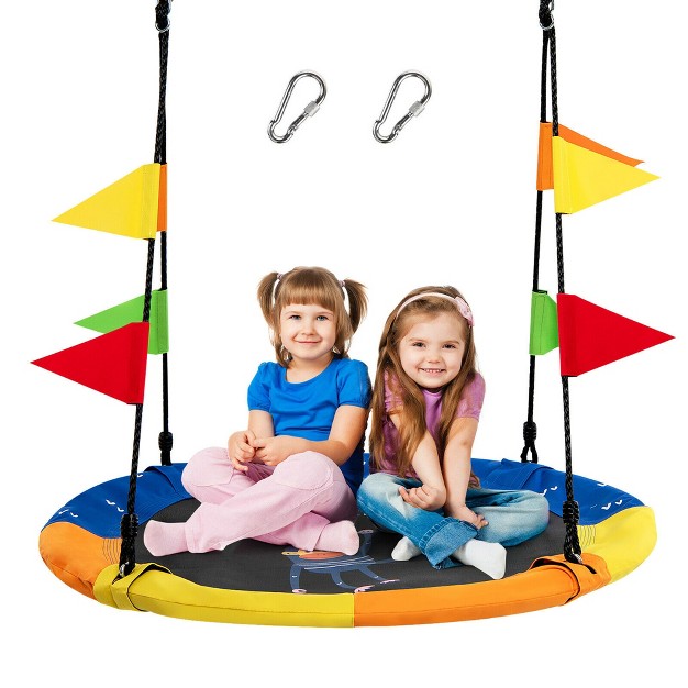 Costway 40 x27 x27 Flying Saucer Tree Swing Indoor Outdoor Swing W hanging Straps Monkey