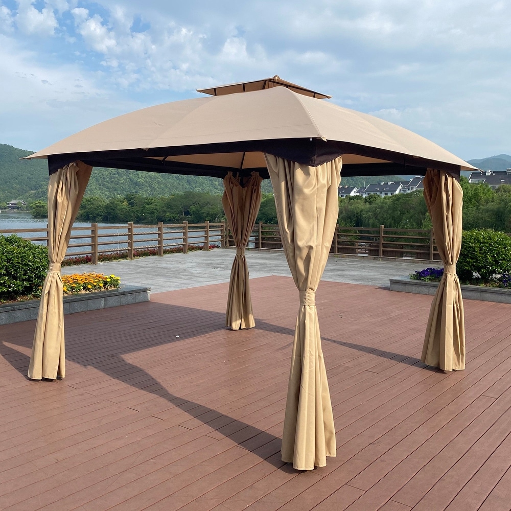 10' X 10' Steel Polyester Soft Top Outdoor Canopy Gazebo Tent