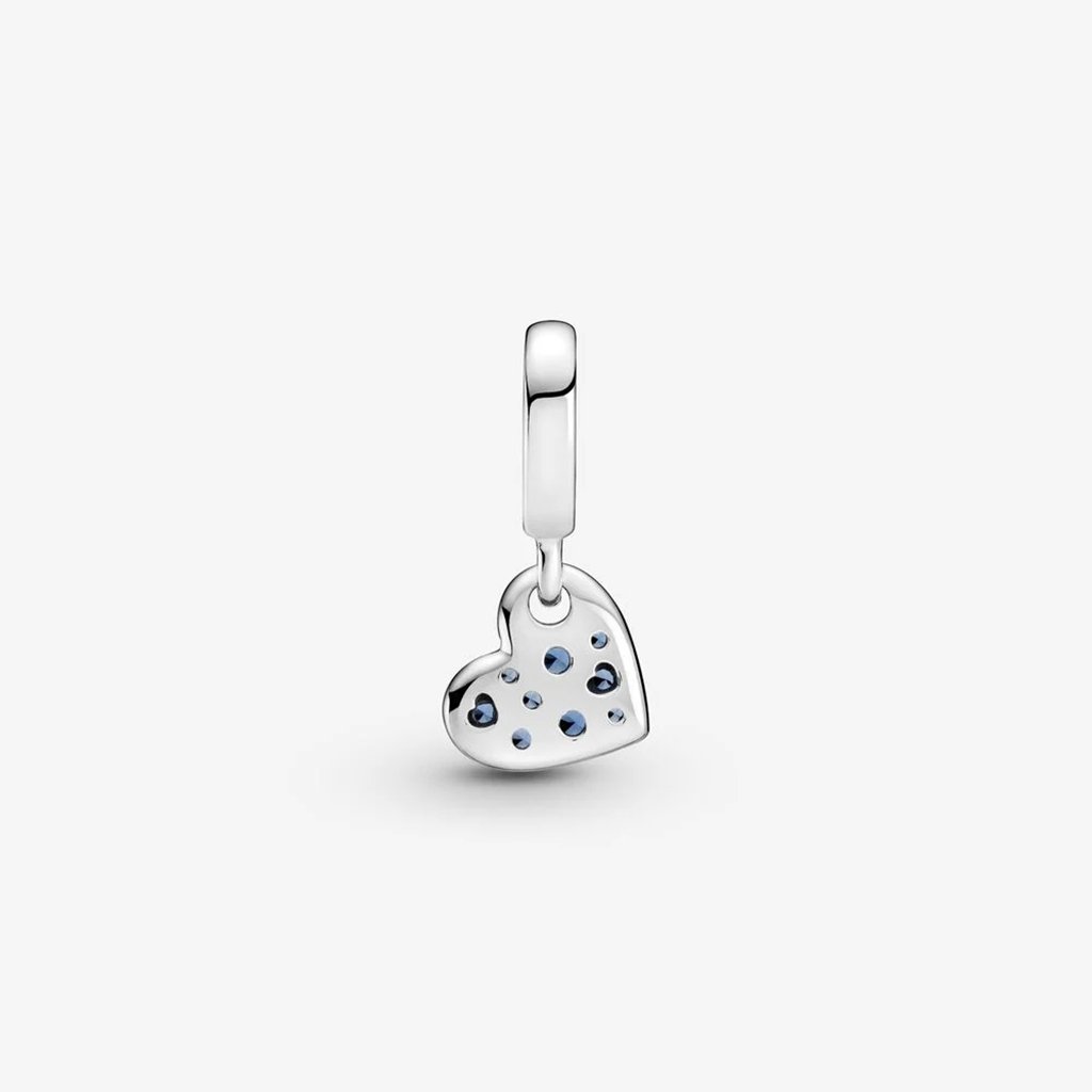 PANDORA  Stellar Blue Pavé Tilted Heart Dangle Charm