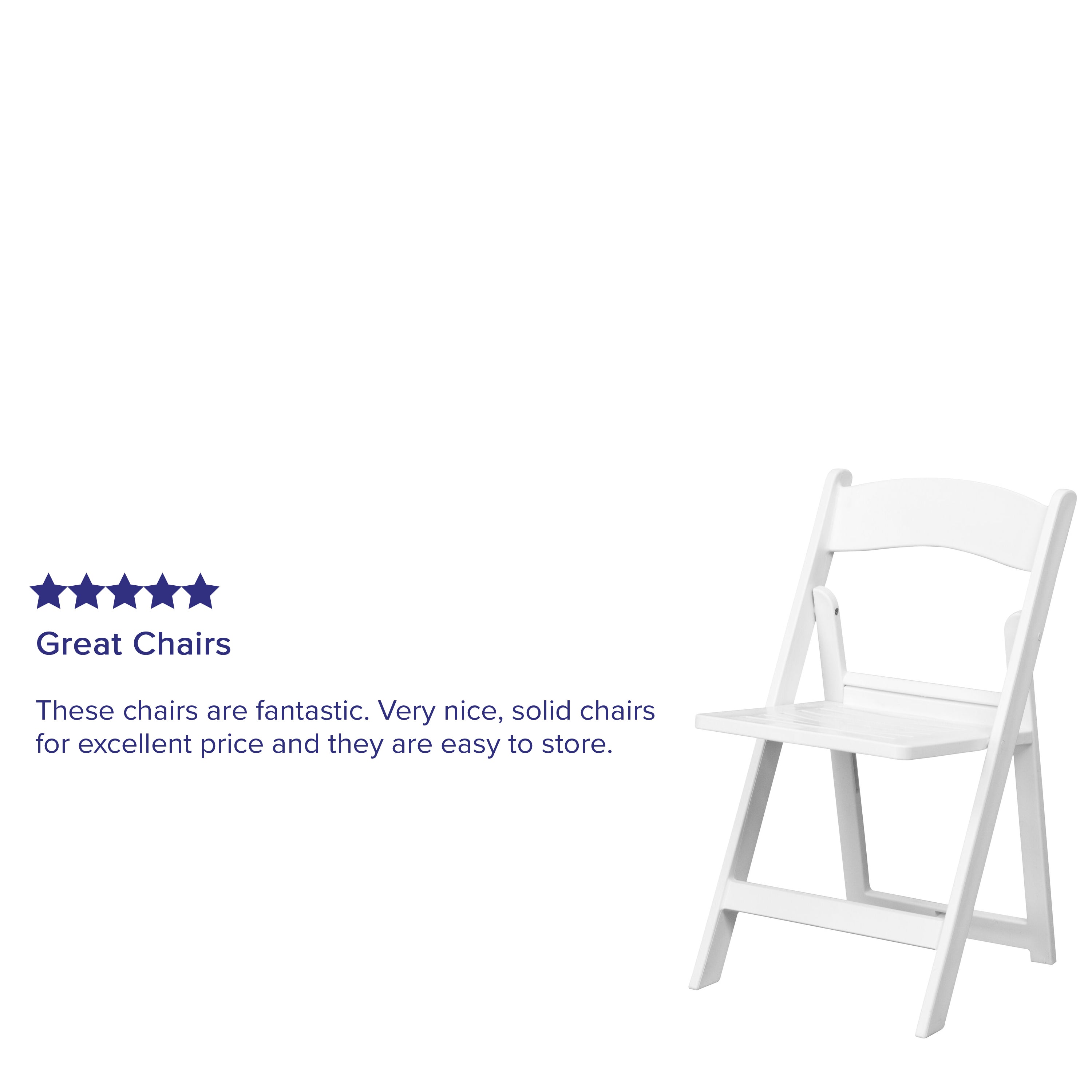 Emma + Oliver 2 Pack White Resin Slatted Party & Rental Folding Chair Indoor Outdoor