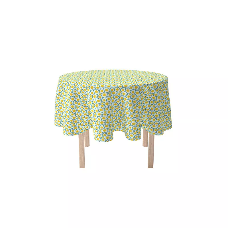 Round Tablecloth， 100% Cotton， 60 Round， Brunch Time Eggs