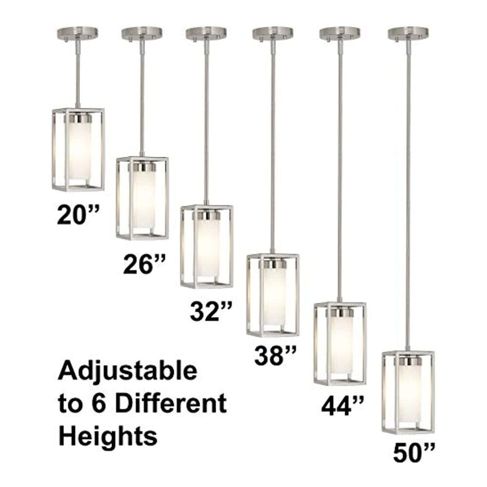 Polished Nickel Box Light Pendant LED Cage Lighting Hanging Fixture