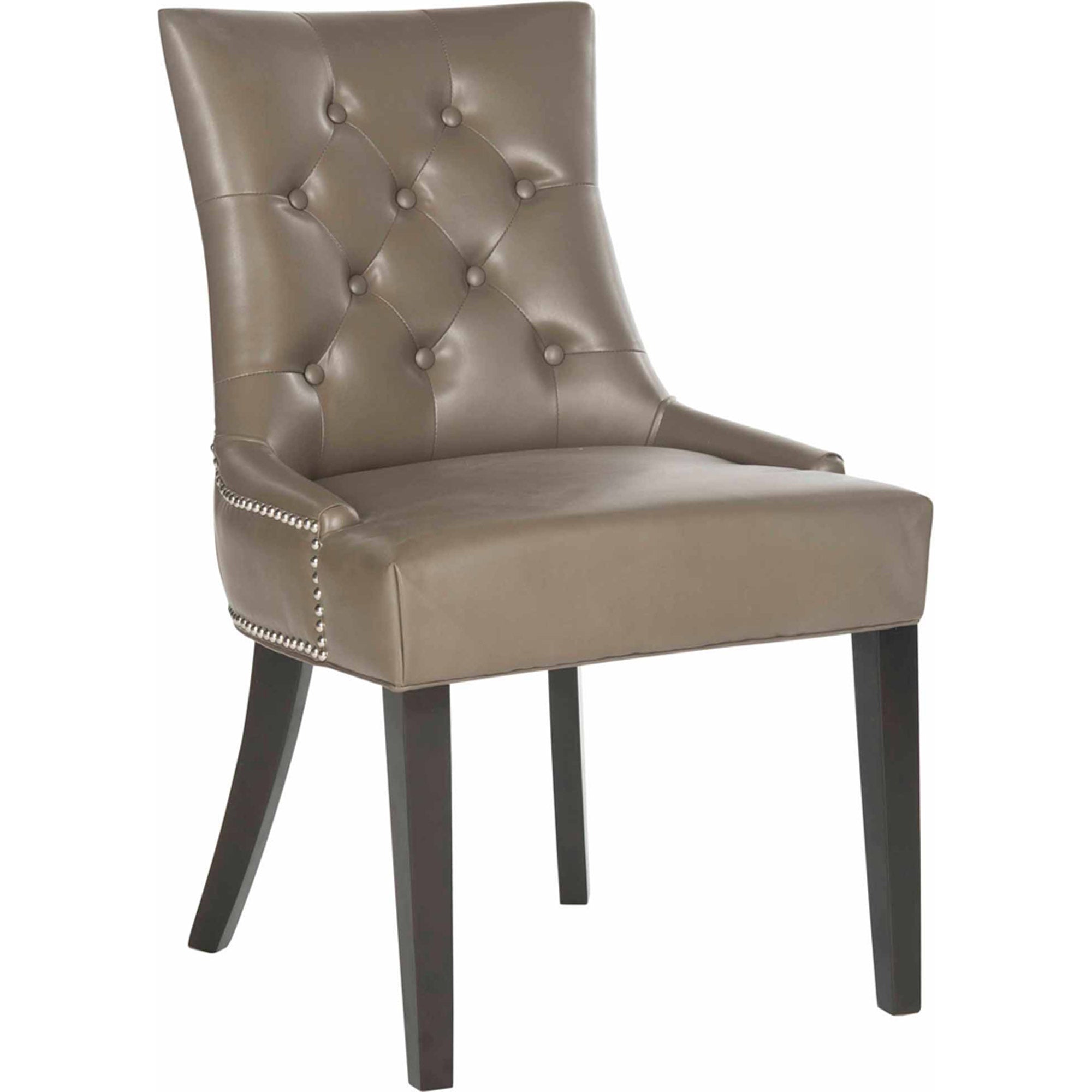 Safavieh Harlow Bicast Leather Ring Chair with Silver Nail Heads， Set of 2