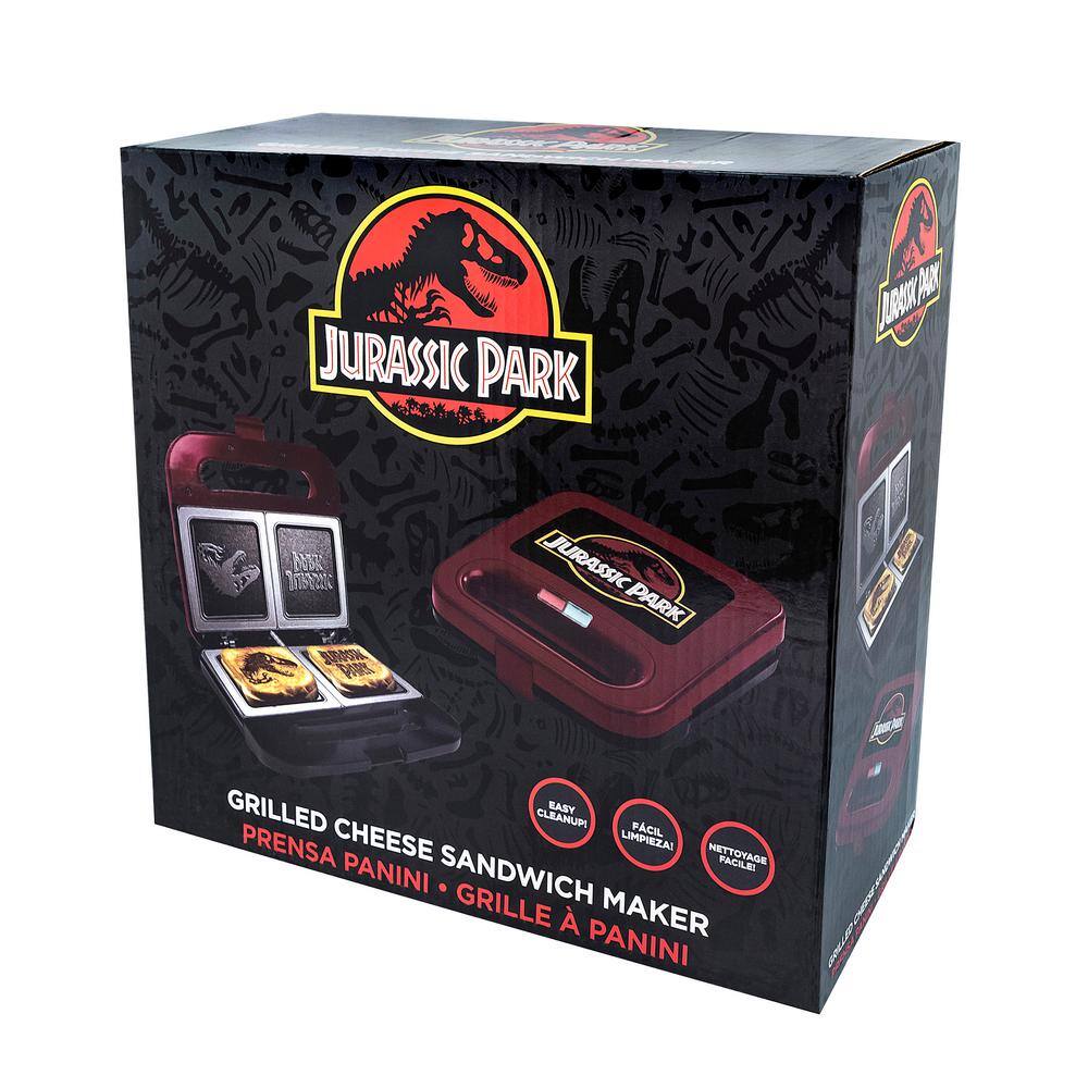 Uncanny Brands Red 900W Jurassic Park Grilled Grilled Cheese Sandwich Maker PP-JUR-JP