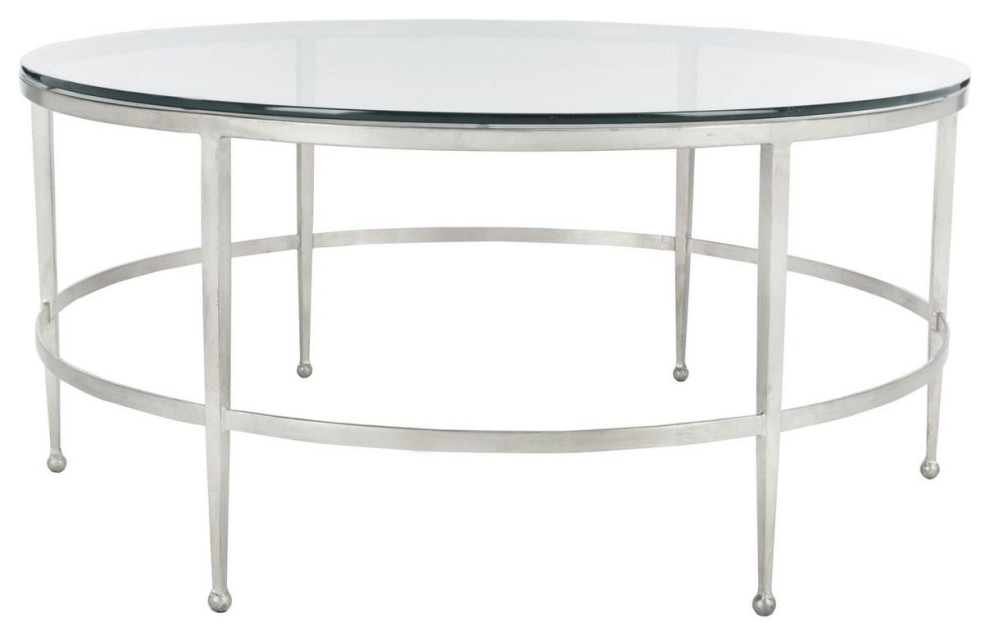 Valleta Antique Silver Glass Cocktail Table   Contemporary   Coffee Tables   by Peachtree Fine Furniture  Houzz