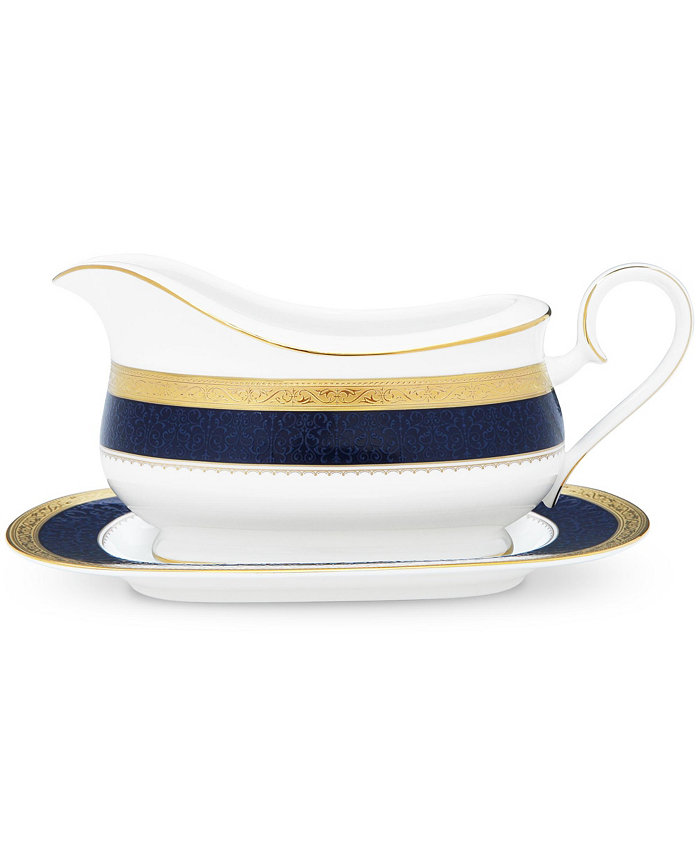 Noritake Odessa Cobalt Gold Gravy W Tray (2 Pcs) 21-1 2 Oz.