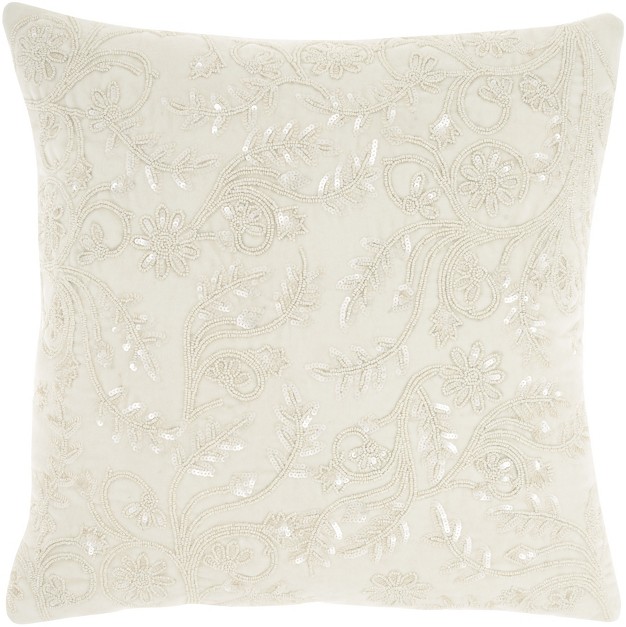 Mina Victory Luminescence Beaded Flowers Indoor Throw Pillow