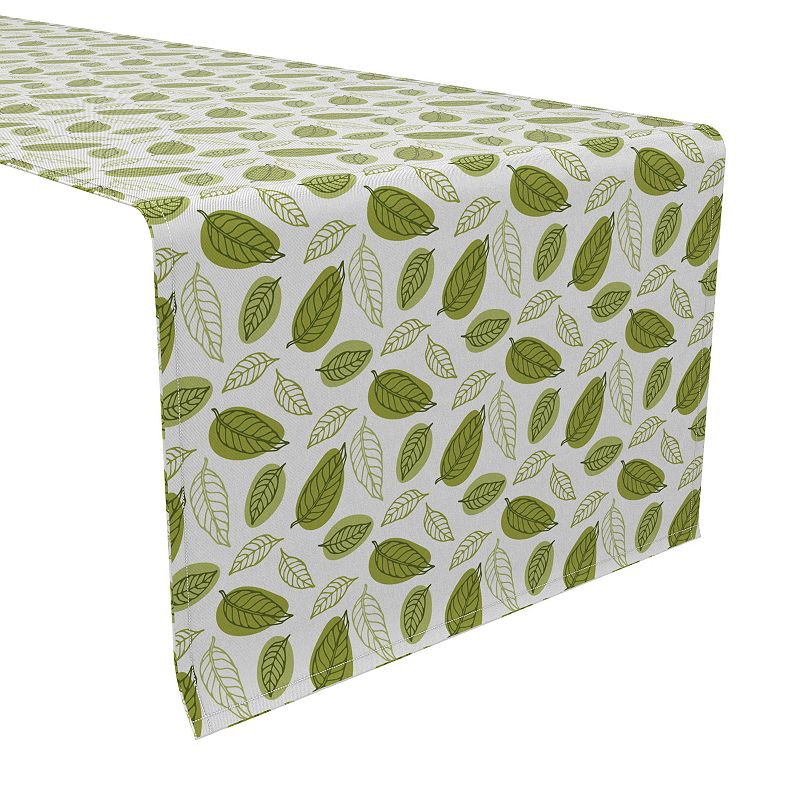 Table Runner， 100% Cotton， 16x108， Green Tea Leaves