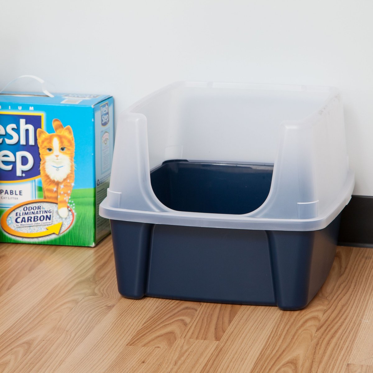 IRIS Open Top Litter Box with Scatter Shield