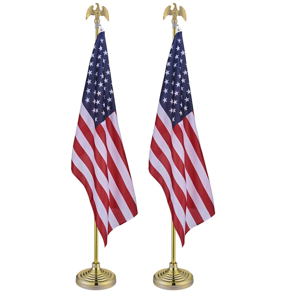 Yescom 6' Indoor Flagpoles with Stand US Flag 2-Pack