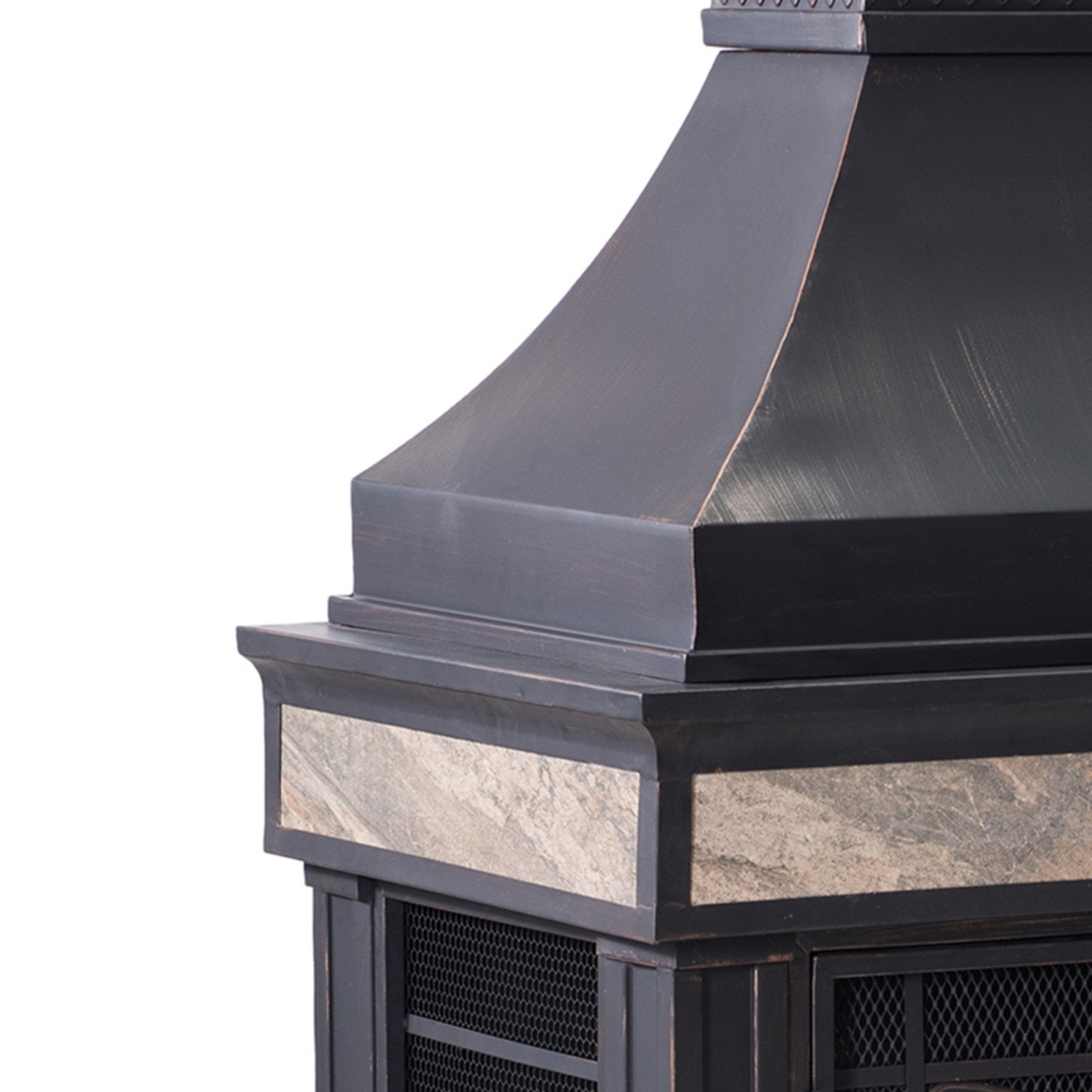 Heirloom Slate Fireplace-Black With Golden Brush