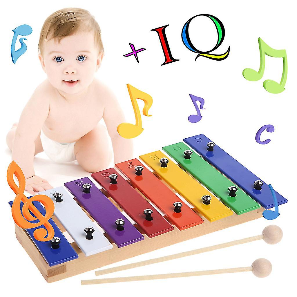 8 Note Xylophone Wood Xylophone With 2 Mallets Educational Music Toy For Babies