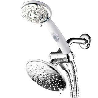 Hotel Spa 30-spray 6 in. Dual Shower Head and Handheld Shower Head with Waterfall in Chrome 21830