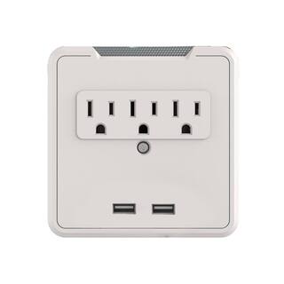 ijoy Power 3-Outlet Wall Mount Surge Protector with 2-USB White IJOTPB01