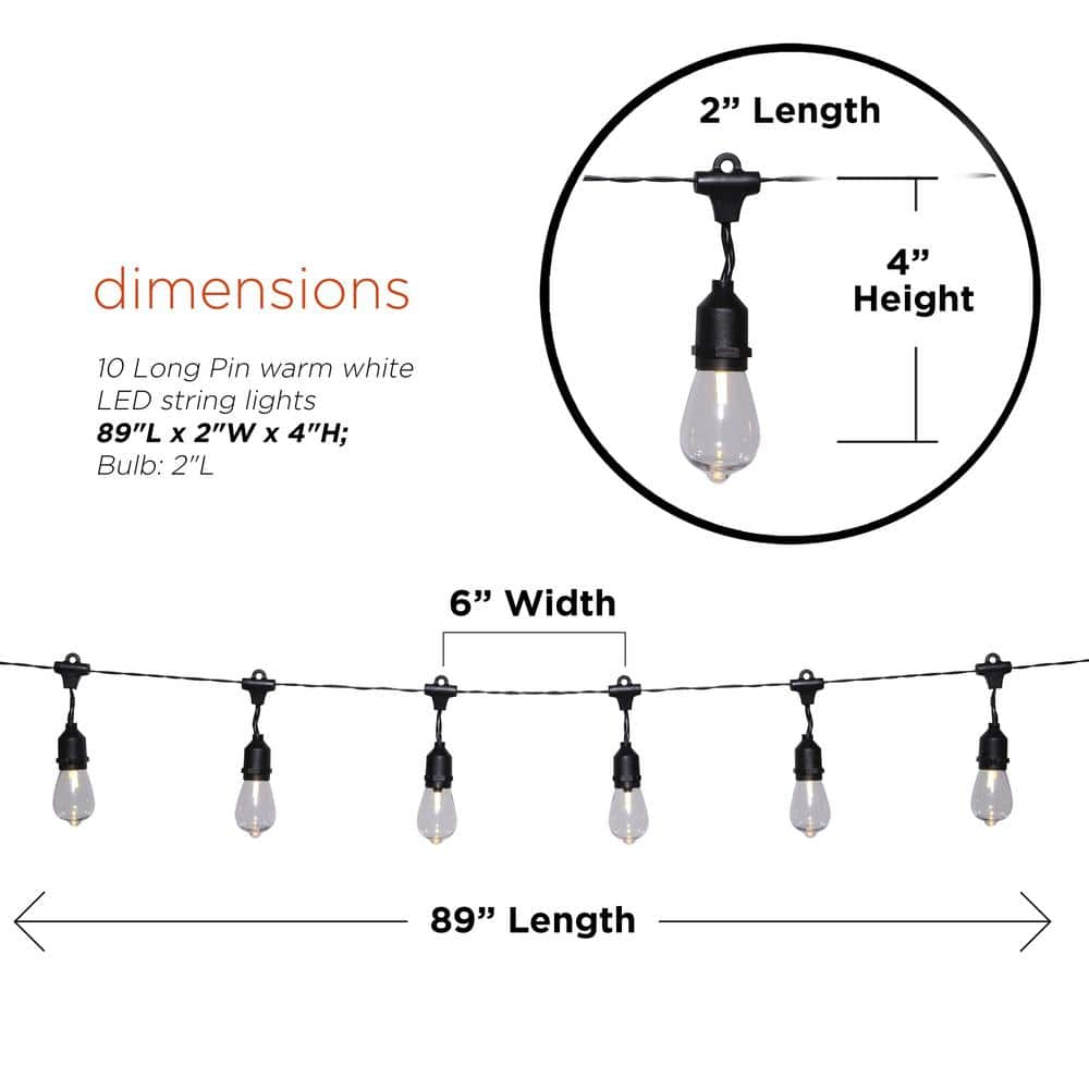 Alpine Corporation 93 in. Long 10 Edison Bulb String Lights with Timer EUT150-10-TM