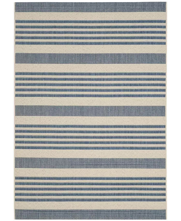 Safavieh Courtyard CY6062 Beige and Blue 4' x 5'7 Sisal Weave Outdoor Area Rug