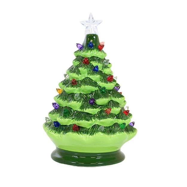 Roman Vintage Green Twinkle Tree One Led Tree 8 0 Inches Star Led Christmas Multi 135400 Ceramic Green