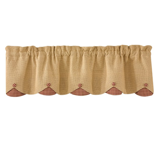 Park Designs Burlap And Check Lined Scallop Valance 15x58