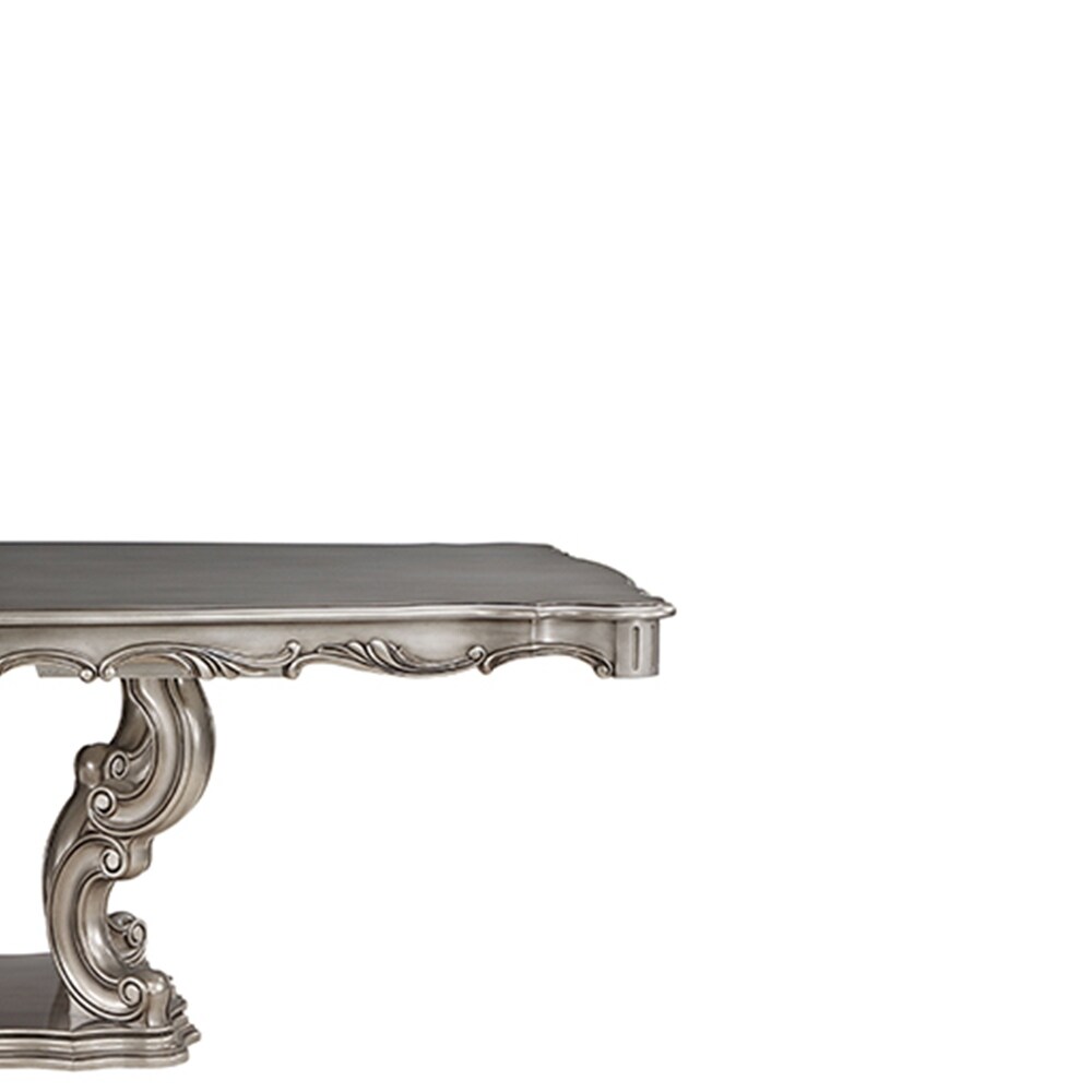 Acme Ariadne Dining Table W/Pedestal  Antique Platinum