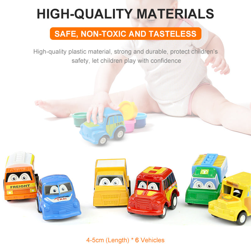 LNKOO Pull Back Cars for Toddlers， 6 Pack Construction Vehicles Toys for Baby Kids 1 2 3 Years Old Boys Child， Friction Powered Pull Back and Go Mini Vehicles for Kids Party Favors Birthday Game