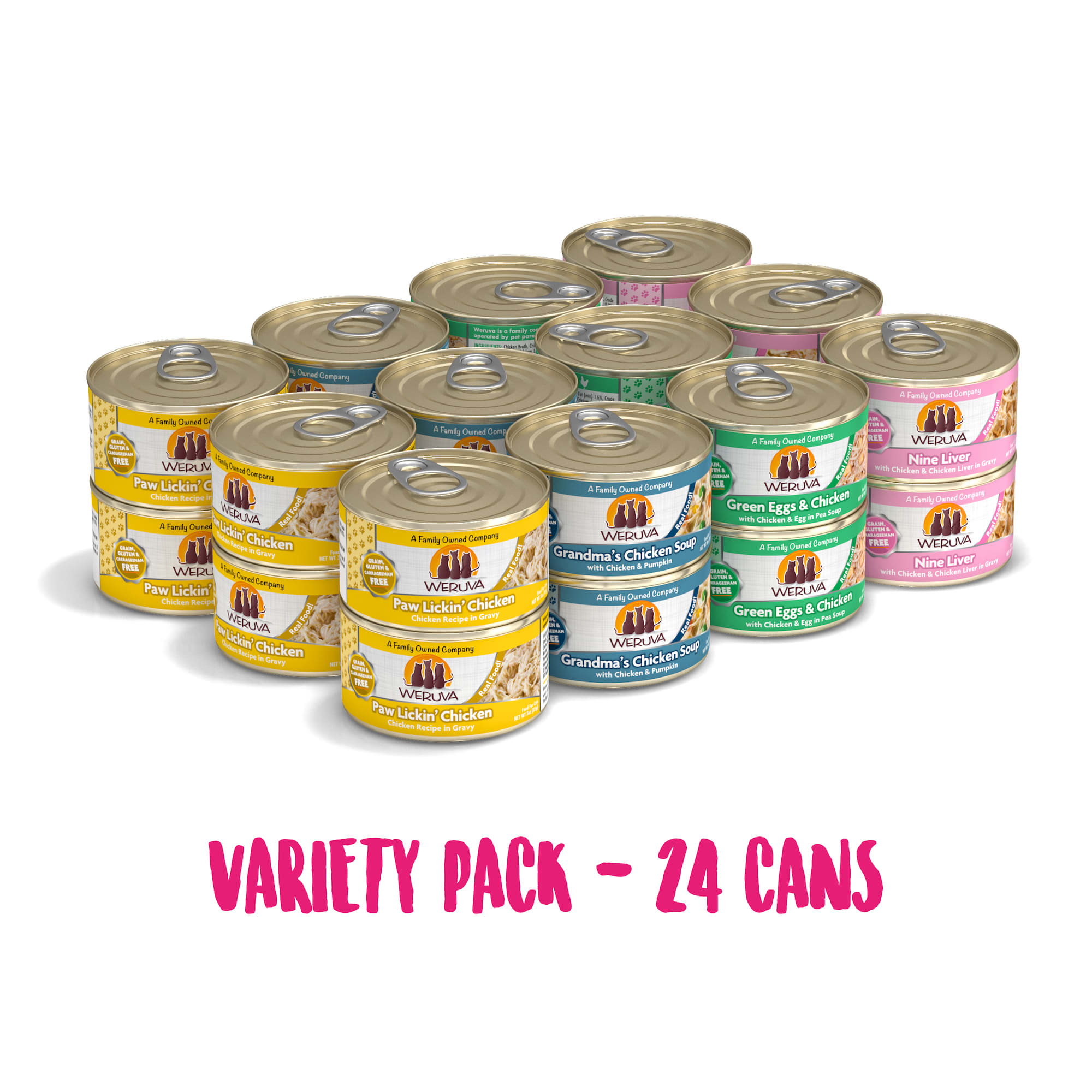 Weruva Classics Paw Lickin Pals Variety Pack Wet Cat Food， 3 oz.， Count of 24