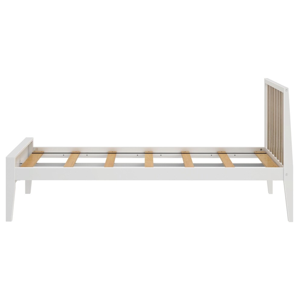 Plank and Beam Scandinavian Twin Size Bed with Slatted Headboard