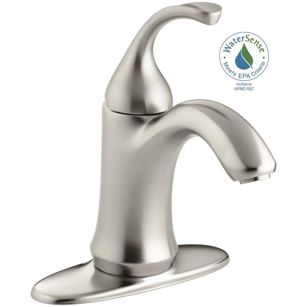 KOHLER Forte Single Hole SingleHandle LowArc WaterSaving Bathroom Faucet in Vibrant Brushed Nickel