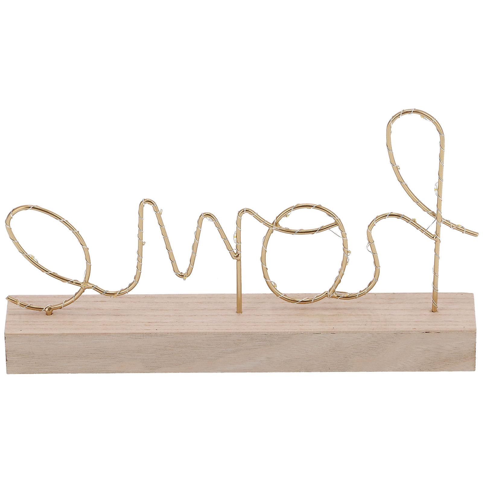 Night Light Letter Decoration Night Lamp Ornament With Wooden Base For Home Bedroom Bedside