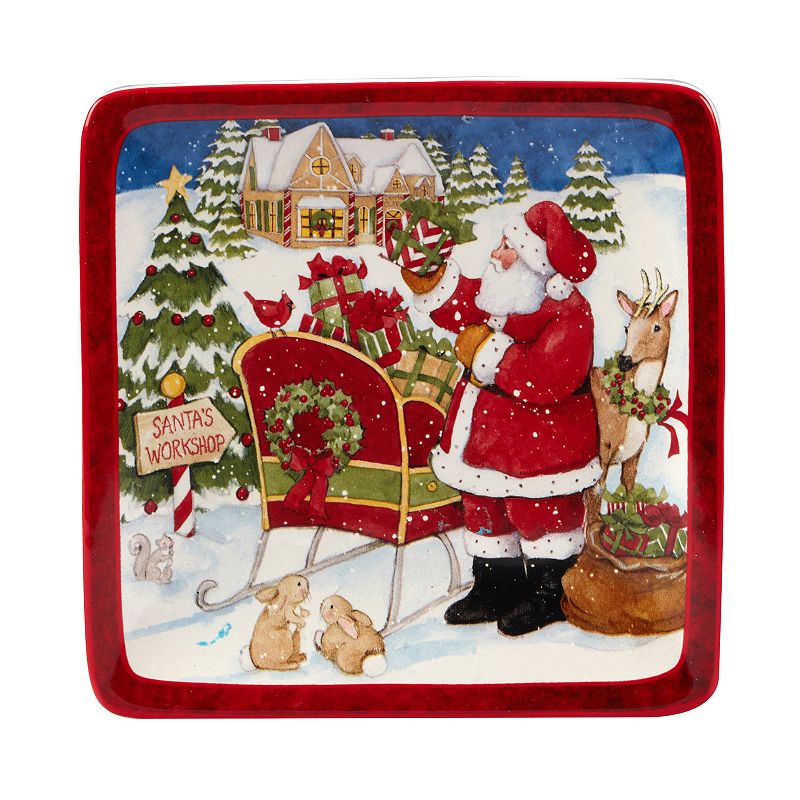 Certified International Santa's Workshop 4-pc. Canape Plate Set