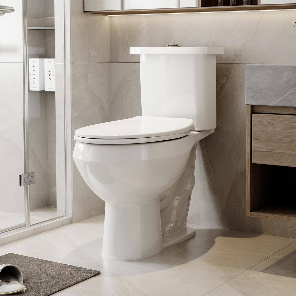 Two-Piece 1.11.6 GPF Dual Flush Elongated Toilet in White Seat Included HKD-TPT2488T-W