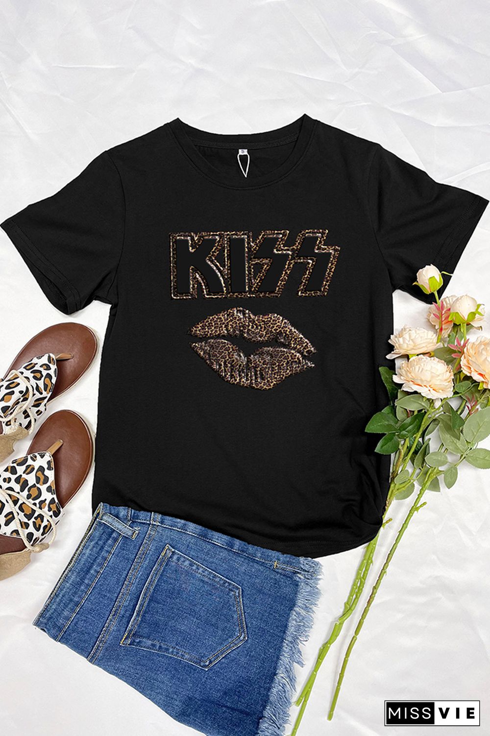 Rock Bands Kiss Lip Short Sleeve Graphic Tee Wholesale