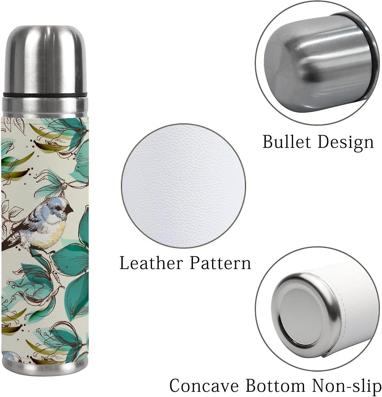 Insulated Mug Stainless Steel Water Bottle Cute Flowers And Birds Vacuum Cup Travel Mug For Travel School Office