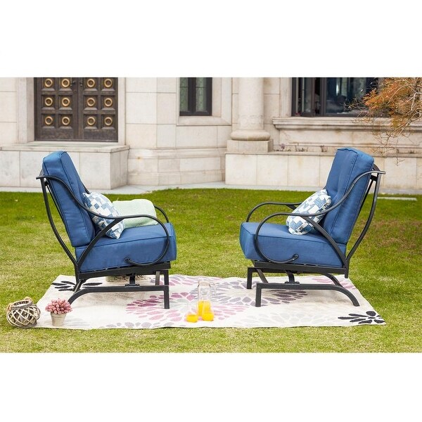 PATIO FESTIVAL 2Piece Outdoor Rocking Motion Chair Set with Cushions