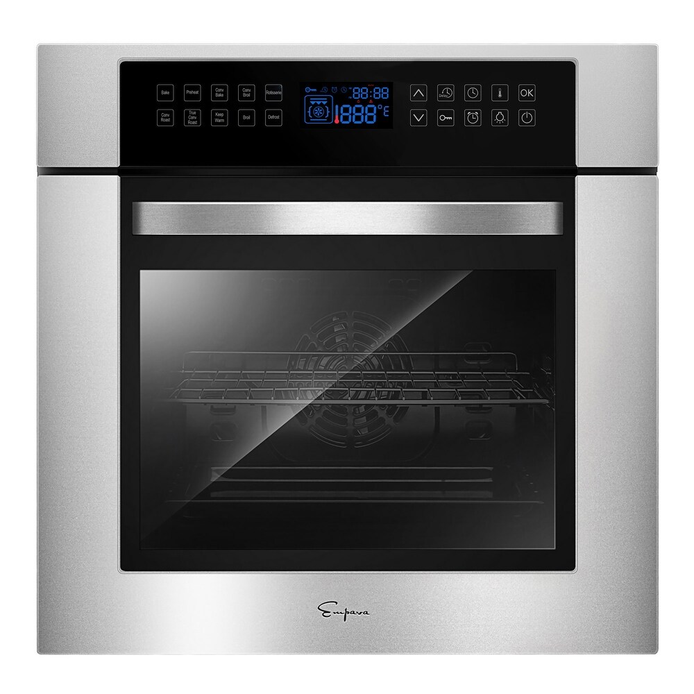 Empava 24 in Electric Single Wall Oven   Convection Fan in Stainless Steel   24\