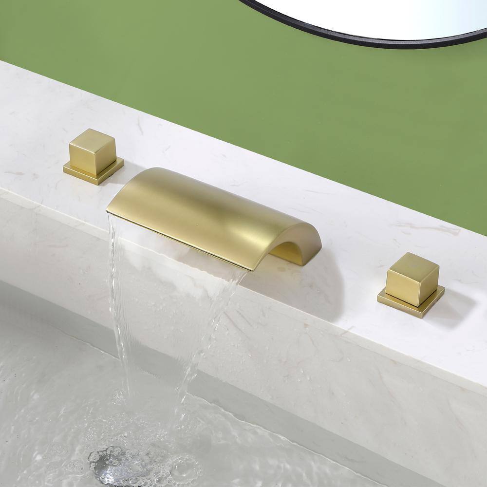 UKISHIRO 2-Handle Tub Deck-Mount Roman Tub Faucet in Brushed Gold SMD00JI220112003