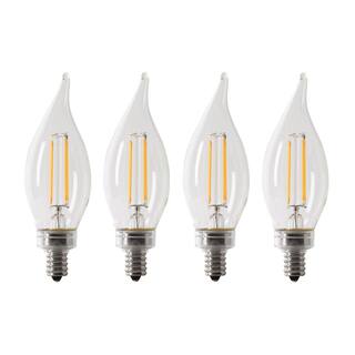 Feit Electric 60-Watt Equivalent BA10 E12 Candelabra Dimmable Filament CEC Clear Chandelier LED Light Bulb Soft White 2700K (4-Pack) BPCFC60927CAFIL4